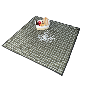 The Legacy Blanket Deep Charcoal Grey with Black Trim and Green Tartan Pendleton Wool