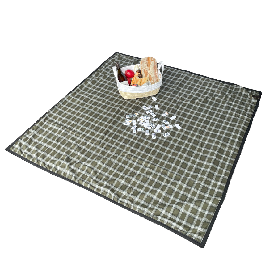 The Legacy Blanket Deep Charcoal Grey with Black Trim and Green Tartan Pendleton Wool